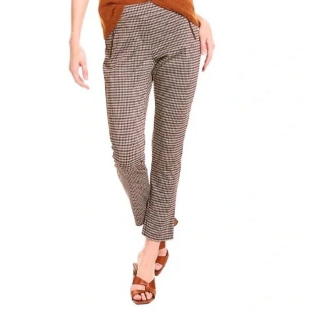J. McLaughlin Ross Cigarette Pants Cream Brown Black Houndstooth NWT Size 4